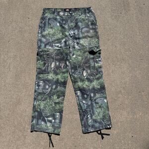 Men's Vintage Dickies Camo Camouflage Green Double Knee Field Pants Sz 38 x 32
